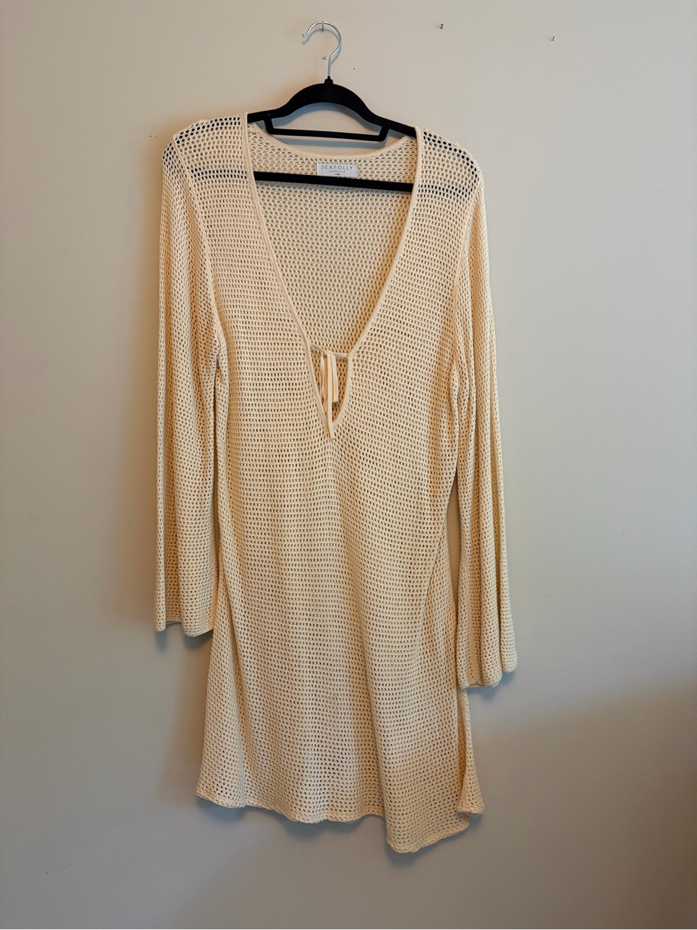 Seafolly Cream Crochet bell sleeve Swim Coverup